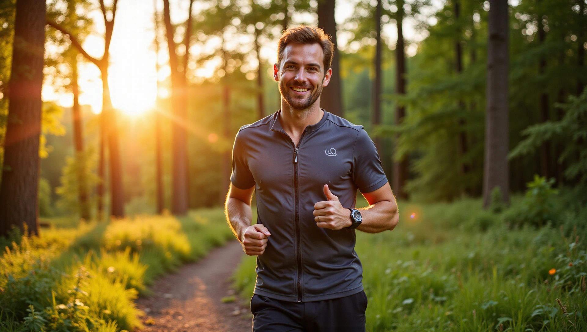 Bărbat sănătos și activ într-un cadru natural, simbolizând vitalitatea și echilibrul