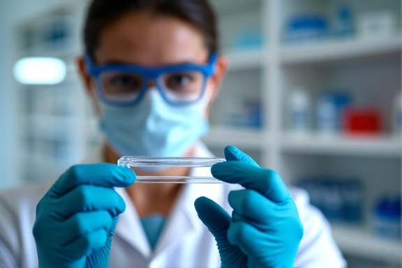Imagine cu un tehnician de laborator examinând probe, simbolizând controlul calității.